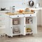 White Particleboard and Metal Kitchen Rolling Island with Drawers, Cabinets and Charging Station